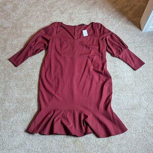 Eloquii Bodycon Midi Dress with Sweetheart Neck and Ruffled Hem Size 28